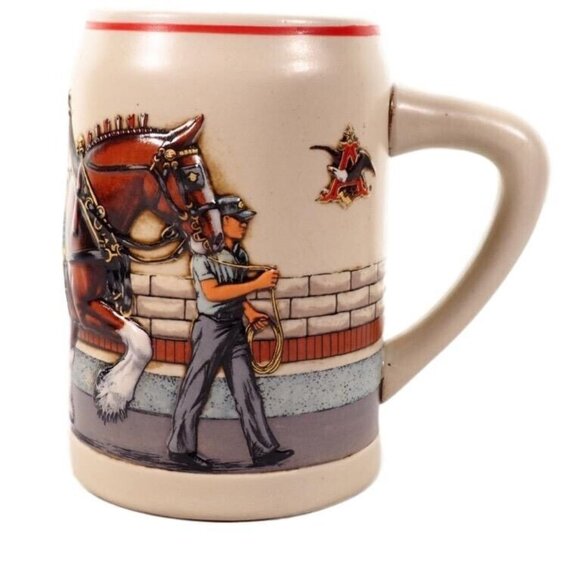 Vintage Budweiser Clydesdale Parade Dress Ceramic Beer Stein Mug 1989 - Picture 1 of 8
